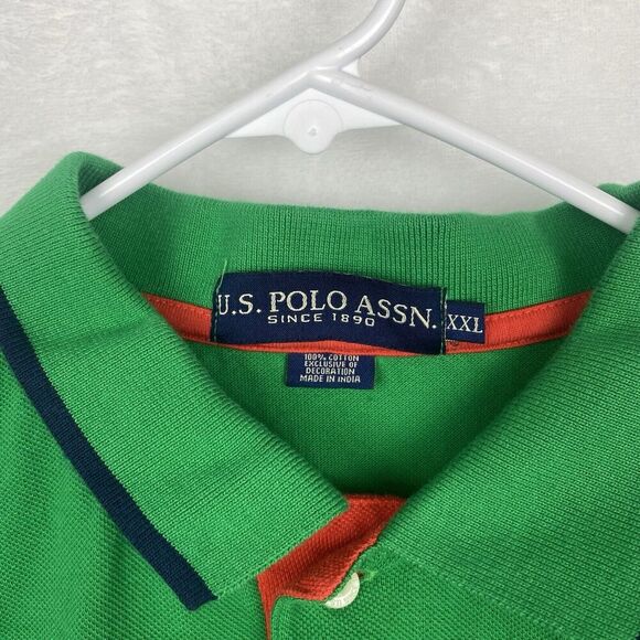 US Polo Assn Polo Shirt Mens XXL 2XL Green Big Logo Short Sleeve Pullover Casual - Picture 11 of 13